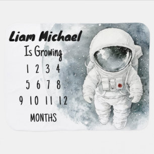 Cute Astronaut Baby Milestone Personalized Blanket