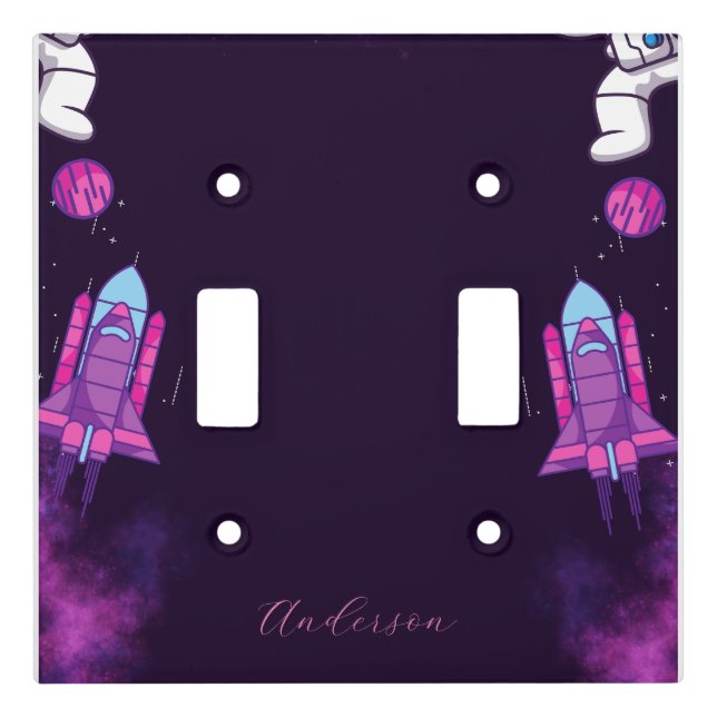 Cute Astronaut Baby Nursery Light Switch Cover (Front)