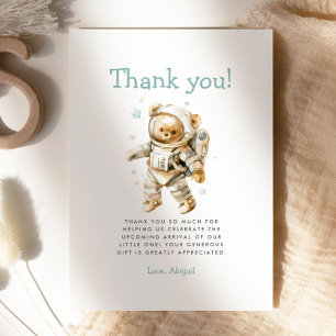 Cute Astronaut Bear Baby Shower Thank You Card