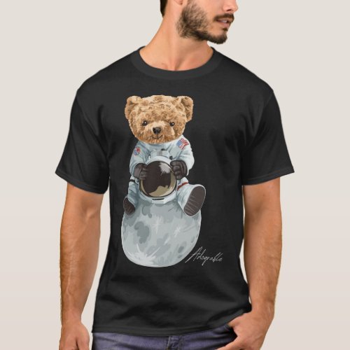 Cute Astronaut Bear On The Moon _ Adograble Astron T_Shirt