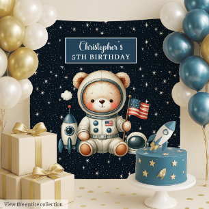 Cute Astronaut Bear Tapestry for Birthday Party