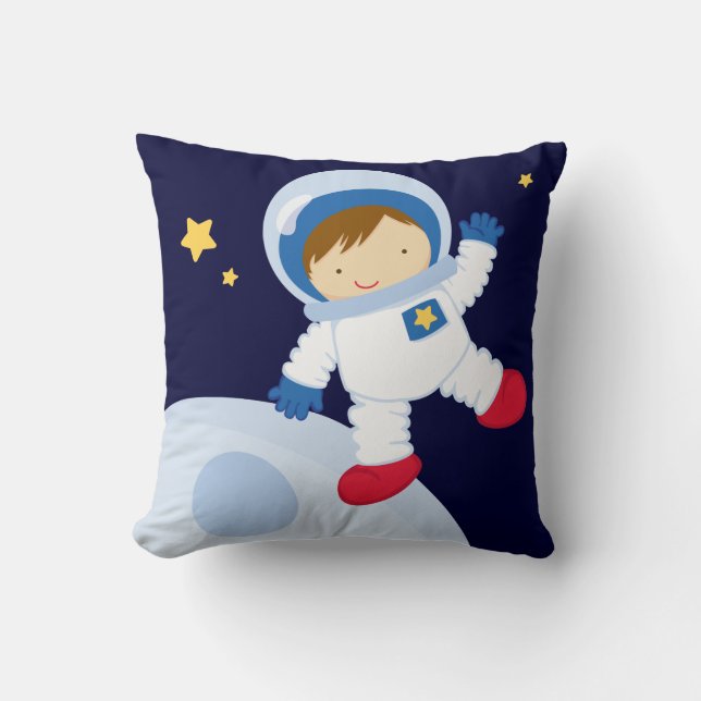 Cute Astronaut Boy Throw Pillow (Front)