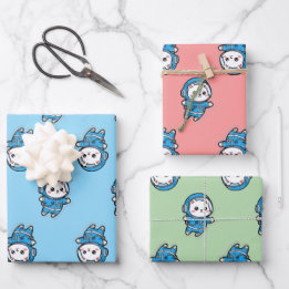 Cute Astronaut Cat Custom Photo Wrapping Paper