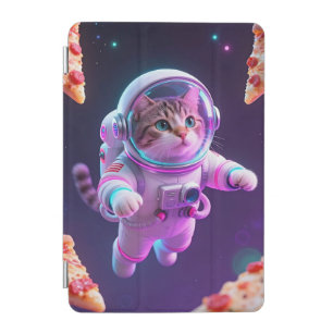 Cute Astronaut Cat Floating Pizza Space Adventure iPad Mini Cover