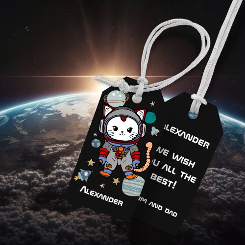 Cute astronaut cat in space  gift tags