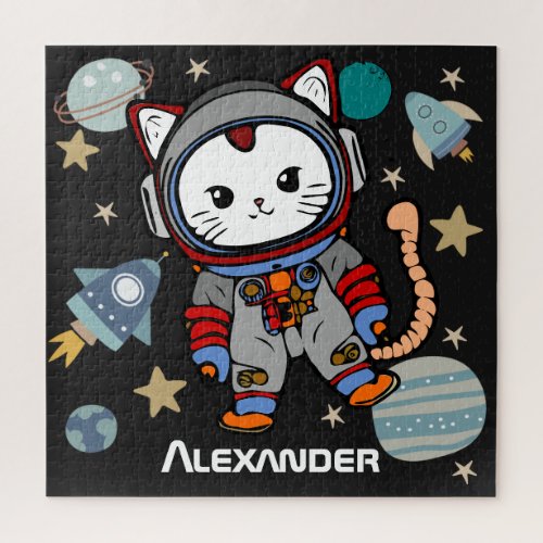 Cute astronaut cat in space  jigsaw puzzle