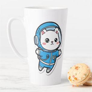 Cute Astronaut Cat Kawaii  Latte Mug