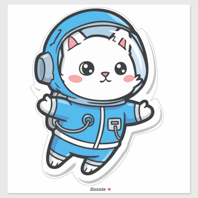 Cute Astronaut Cat Kawaii Sticker 14x14 (Sheet)