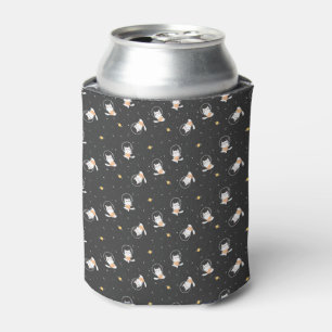Cute astronaut cat pattern with black background can cooler