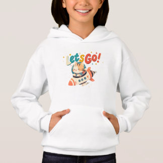 Cute astronaut cat riding rocket in space hoodie