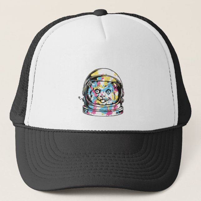 Cute astronaut Cat Trucker Hat (Front)