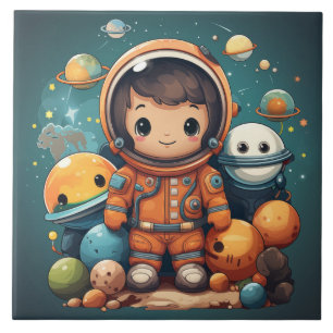 Cute astronaut ceramic tile