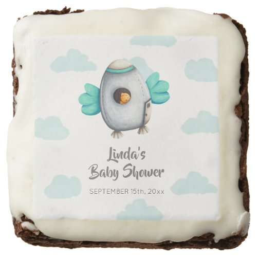 Cute Astronaut Chicken Baby Shower Personalized Brownie