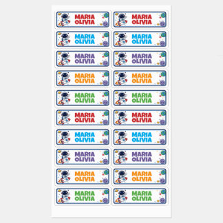 Cute Astronaut Custom School Name Labels