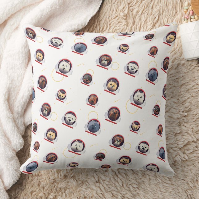 Cute Astronaut Dogs Space Explorer Pattern Throw Pillow (Blanket)