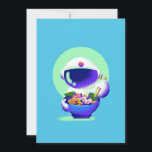 Cute astronaut eating noodles invitation<br><div class="desc">Cute astronaut eating noodles</div>