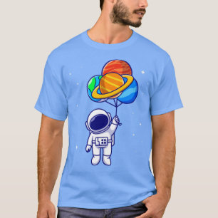 Cute Astronaut Floating With Planet balloons In Sp T-Shirt