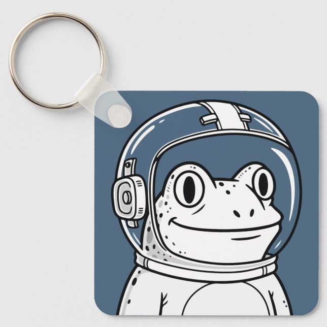 Cute Astronaut Frog Space Adventure  Keychain (Front)