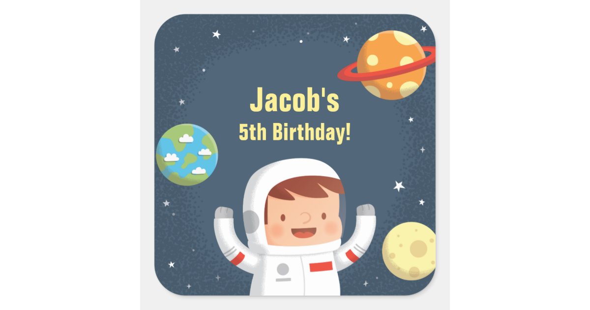 cute astronaut galaxy space boys birthday stickers zazzlecom