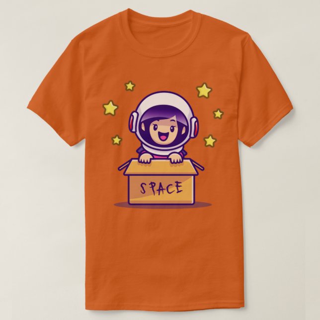 Cute Astronaut Girl In Box T-Shirt (Design Front)
