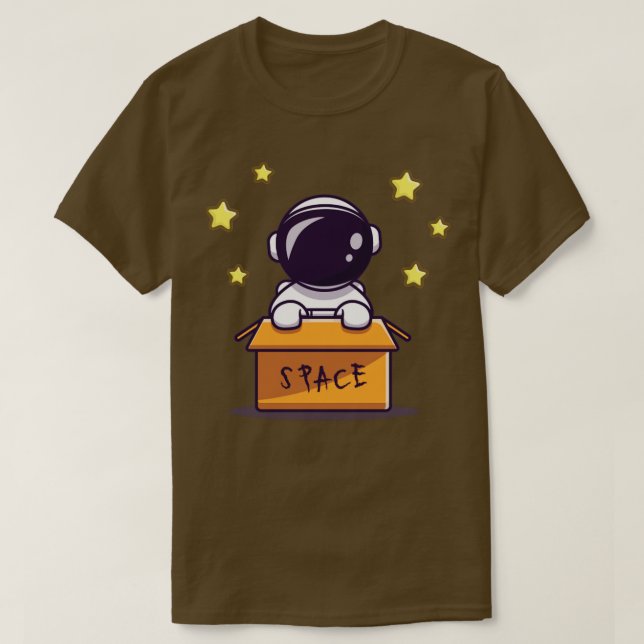 Cute Astronaut In Box 1 T-Shirt (Design Front)