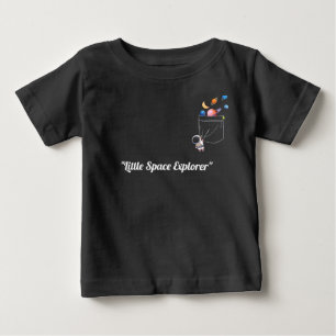 Cute Astronaut in Pocket with Floating Planets Baby T-Shirt