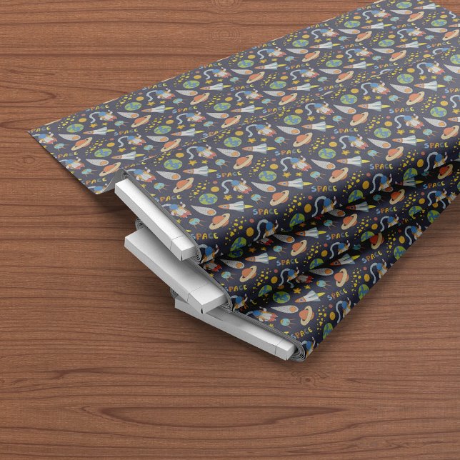 Cute Astronaut Outer Space Rocket Pattern Fabric (Creator Uploaded)