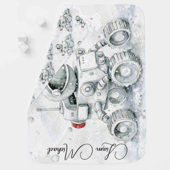 Cute Astronaut Personalized Baby Blanket (In Situ)