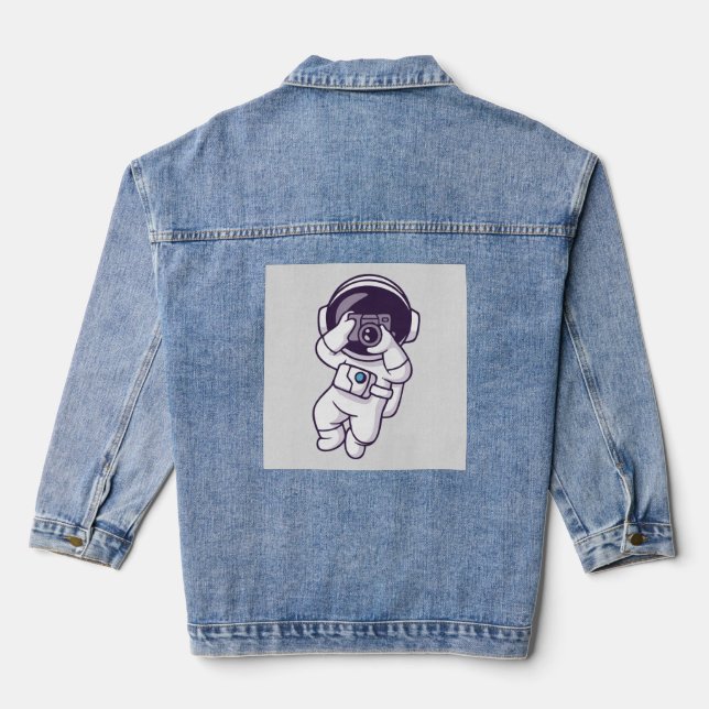 Cute Astronaut  Personalized Denim  Jacket (Back)