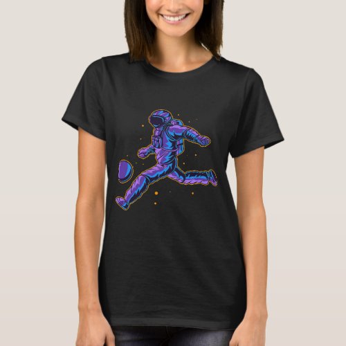 Cute Astronaut Playing Soccer Gift For Player Socc T_Shirt