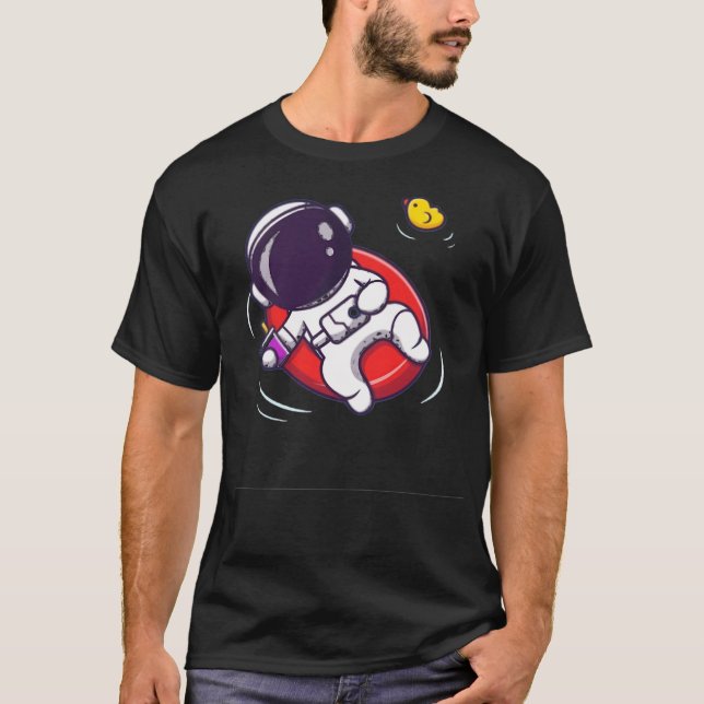 Cute Astronaut Relaxing In A Pool T-Shirt (Front)