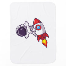 Cute Astronaut Riding Rocket Cartoon