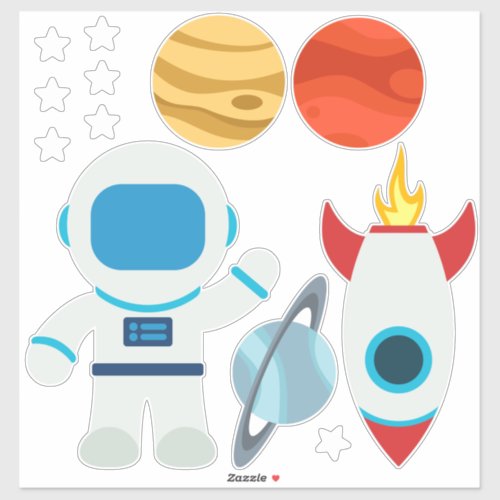 Cute Astronaut Rocket Ship Space Theme  Sticker