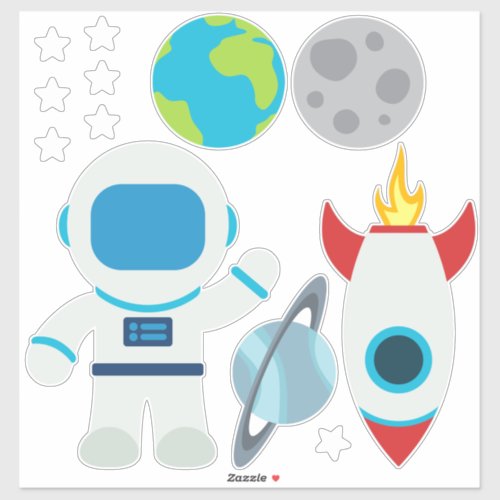 Cute Astronaut Rocket Ship Space Theme  Sticker