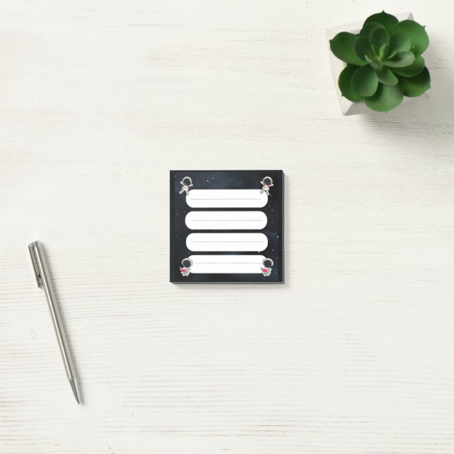 Cute Astronaut Space 4 Sections Checklist Post it  Post-it Notes (Office)