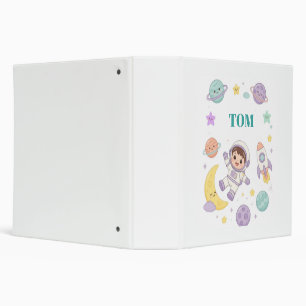 Cute Astronaut Space Adventure for Kids 3 Ring Binder