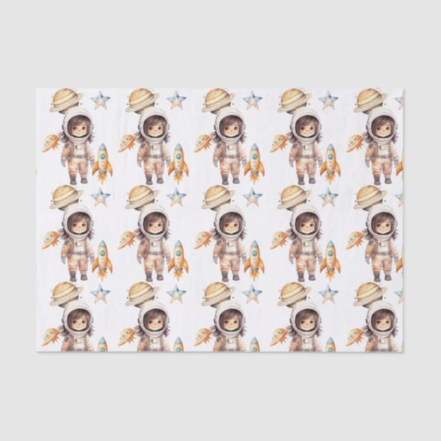 Cute astronaut Space Adventure Tissue Paper (Front)