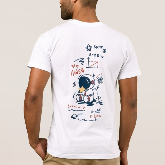  Cute Astronaut Space Cartoon Back Print T-Shirt (Back)