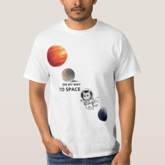 Cute Astronaut Space Cat Floating in Galaxy with P T-Shirt