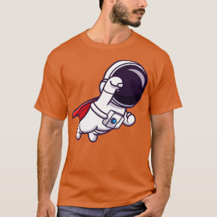 Cute Astronaut Super Flying Cartoon T-Shirt