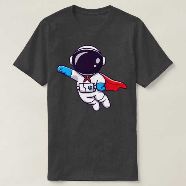 Cute Astronaut Super Hero Flying 1 T-Shirt (Design Front)