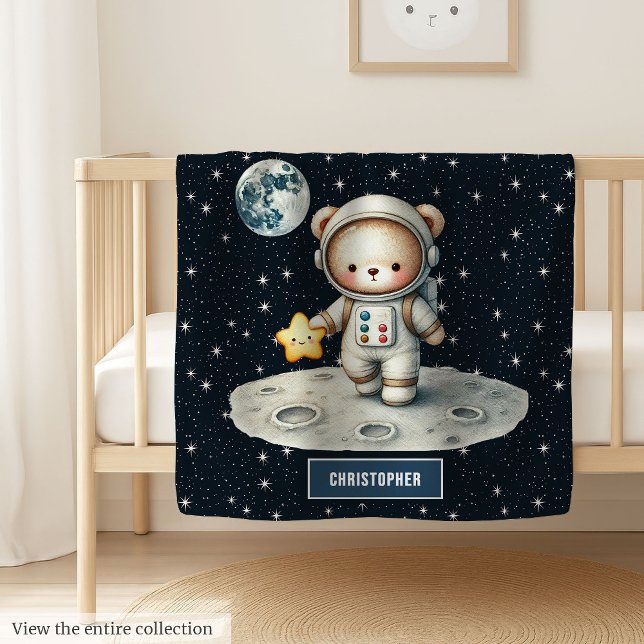 Cute Astronaut Teddy Bear Baby Boy Blanket Gift (Cute Astronaut Teddy Bear Baby Boy Blanket Gift)