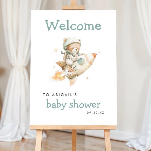 Cute Astronaut Teddy Bear Baby Shower Welcome
