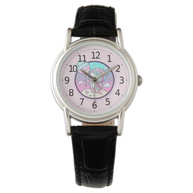 Cute Astronaut with Ice Cream Baloon on the Moon | Watch (Front)