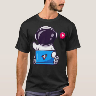 Cute Astronaut Working On Laptop Cartoon1 T-Shirt
