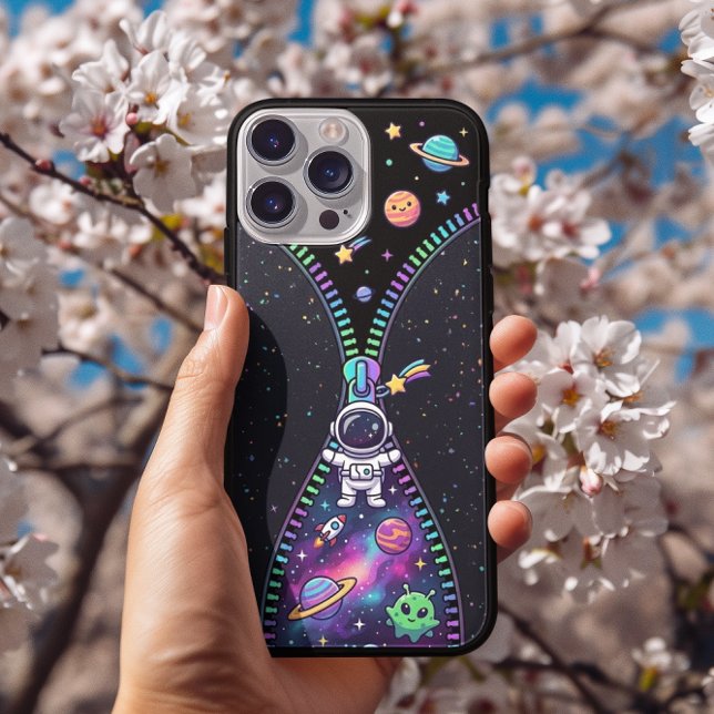 Cute Astronaut Zipper Galaxy Space Cartoon Adventu iPhone Case (Creator Uploaded)