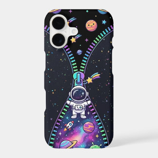 Cute Astronaut Zipper Galaxy Space Cartoon Adventu iPhone 17 Case