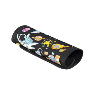 Cute Astronauts in Space Doodles Pattern Luggage Handle Wrap