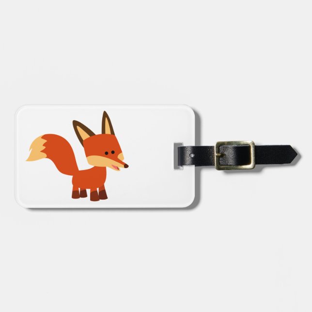 Cute Astute Cartoon Fox Luggage Tag (Front Horizontal)