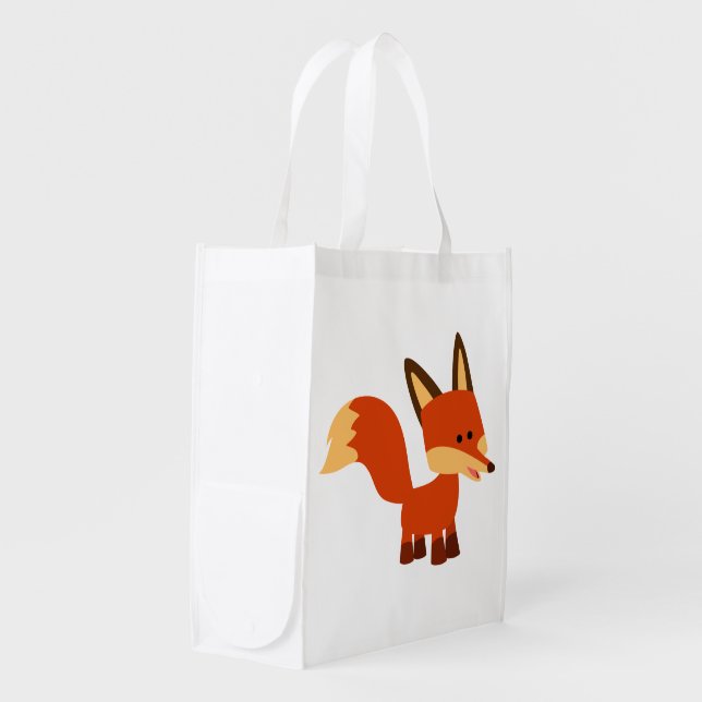 Cute Astute Cartoon Fox Reusable Bag (Front Side)